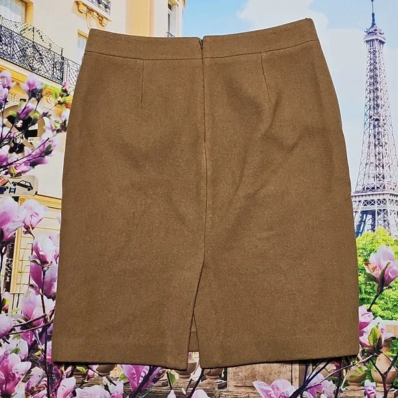 J. Crew Tan Pencil Wool Blend Skirt Size 6 - Picture 5 of 6